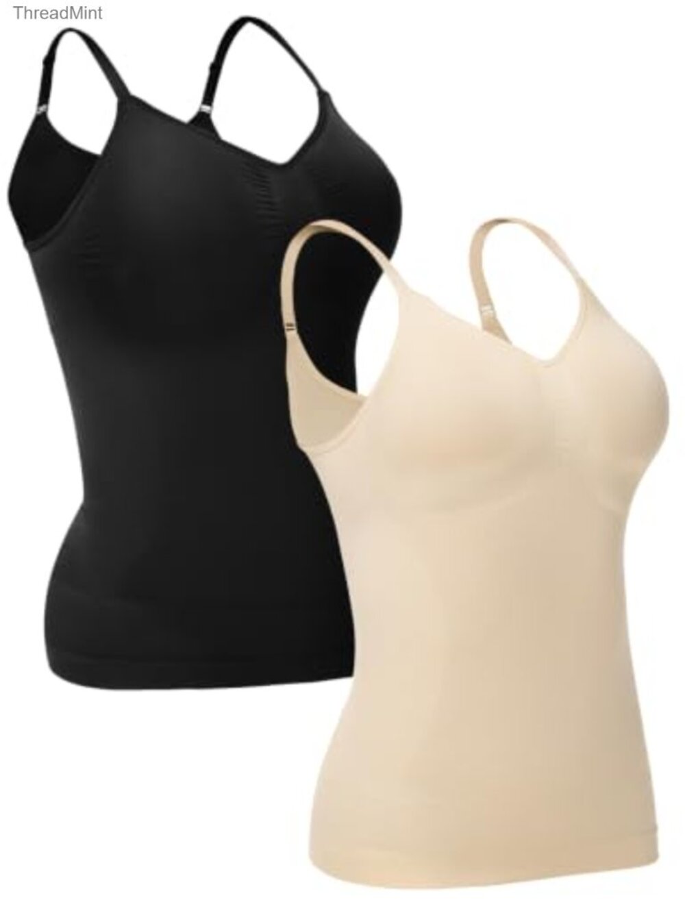 Shapewear Tummy Control Tank Top 2-Pack for Women, Seamless Nylon Spandex